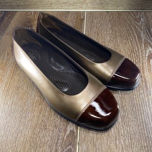 New SAS Coco Comfort Ballet Flat Bronze Brown Leather Spectator Cap Toe Shoes 8W